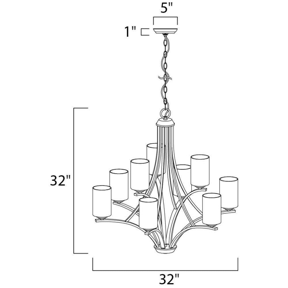 Maxim Lighting 20036SWSN Deven Chandelier Dimensions Diagram 32 Inch Wide by 32 Inch High