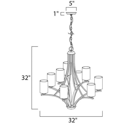 Maxim Lighting 20036SWSN Deven Chandelier Dimensions Diagram 32 Inch Wide by 32 Inch High