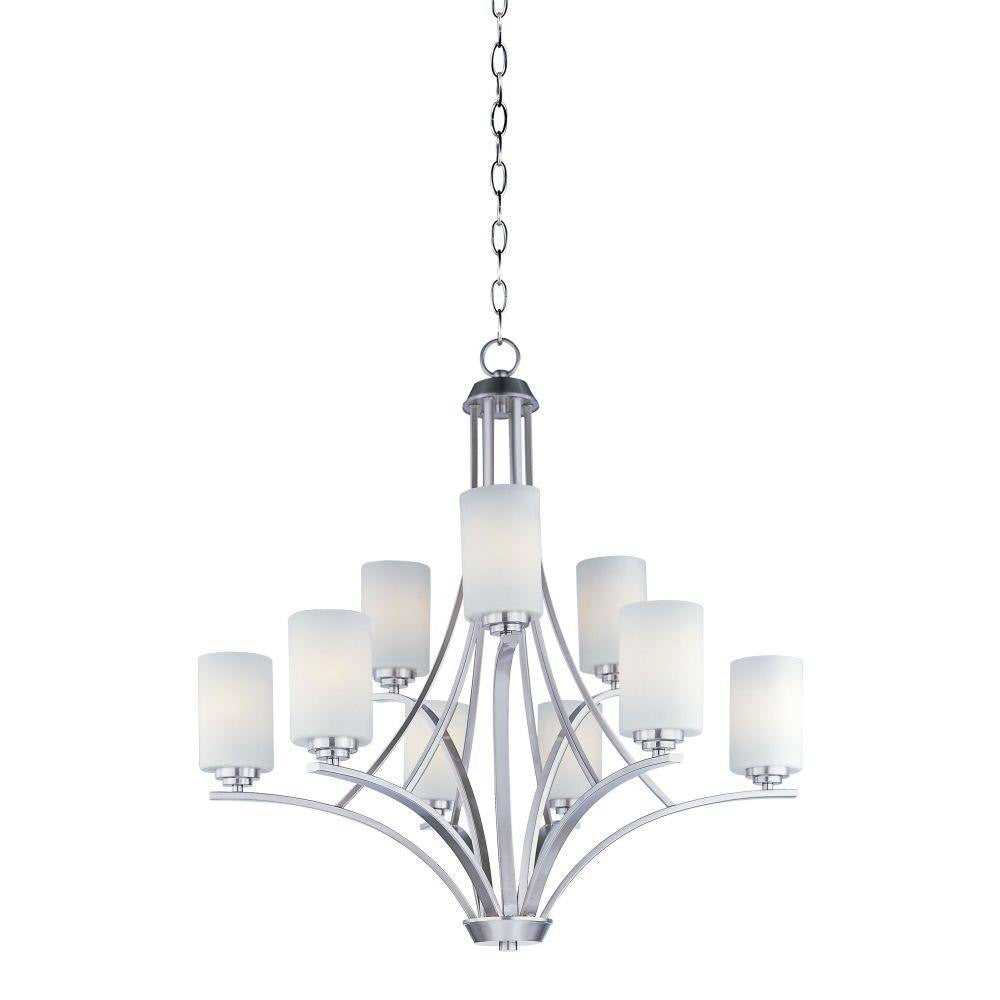 Maxim Lighting 20036SWSN Deven 9 Light 32 Inch Satin Nickel Chandelier Ceiling Light