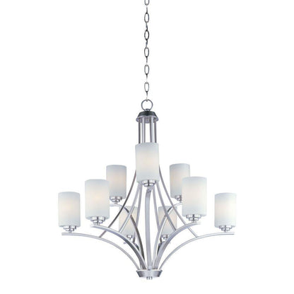 Maxim Lighting 20036SWSN Deven 9 Light 32 Inch Satin Nickel Chandelier Ceiling Light