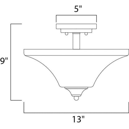 Maxim Lighting 20091FTSN Aurora 2 Light 13 inch Semi Flush Mount Ceiling Light Dimensions Diagram