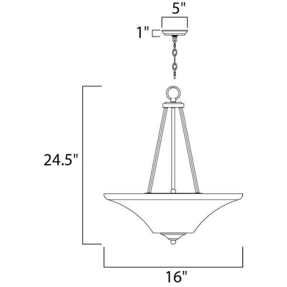 Maxim Lighting 20093FTOI Aurora Pendant Ceiling Light Dimensions Diagram - 16 inch Wide 24.5 inch High
