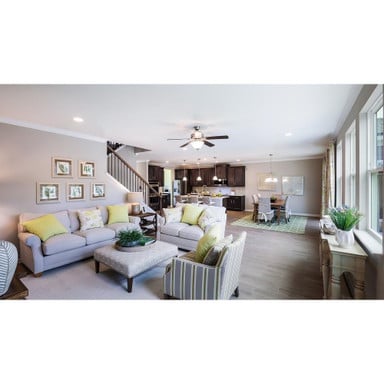 Maxim Lighting 20094FTSN Aurora 3 Light Chandelier Satin Nickel Living Room Lifestyle Setting