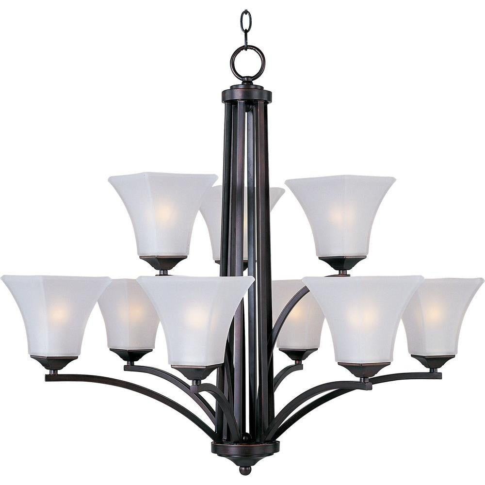 Maxim Lighting 20096FTSN Aurora 9 Light 31.5 Inch Satin Nickel 2-Tier Chandelier Ceiling Light - Alternate View