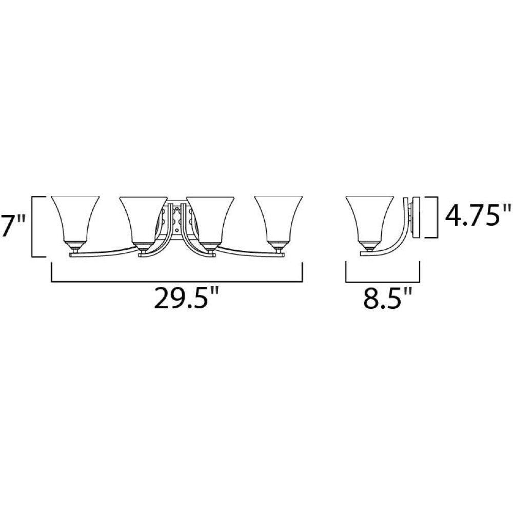 Maxim Lighting 20101FTOI Aurora 4 Light Bath Vanity Wall Light Dimensions Diagram