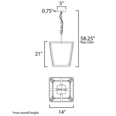 Maxim Lighting 20264CVBK Montauk 4 Light Black Pendant Ceiling Light - Dimensions Diagram