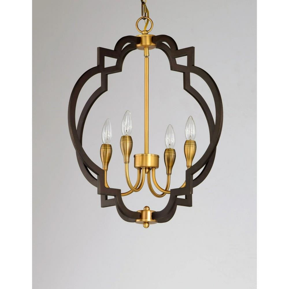 Maxim Lighting 20293OIAB Crest 4 Light Chandelier in Oil Rubbed Bronze and Antique Brass - Angle View