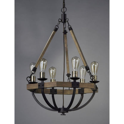Maxim Lighting 20335WOBZ Lodge 6 Light 24 Inch Weathered Oak Bronze Chandelier Ceiling Light - Main View