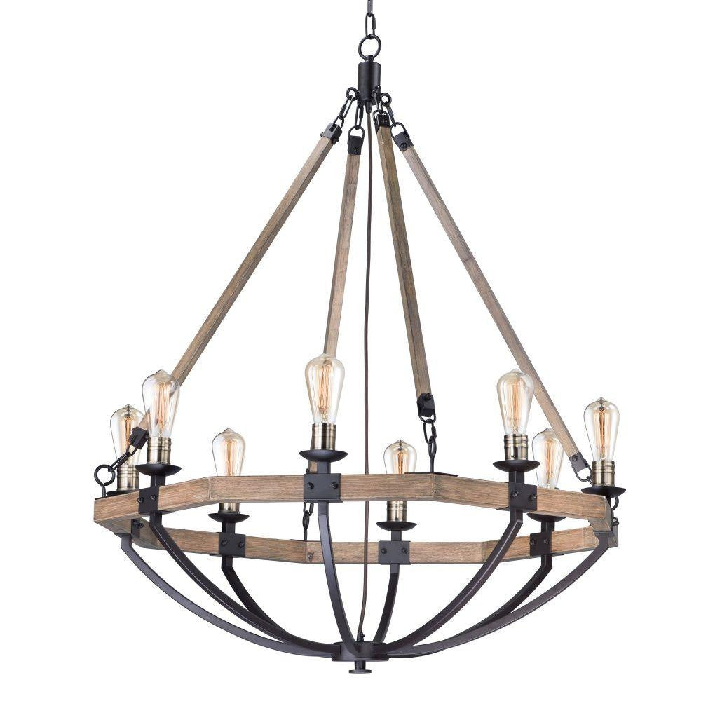 Maxim Lighting 20338WOBZ Lodge 8 Light Weathered Oak Bronze Chandelier on white background