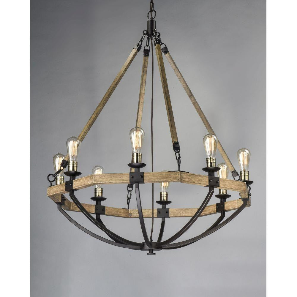 Maxim Lighting 20338WOBZ Lodge 8 Light Weathered Oak Bronze Chandelier on grey background