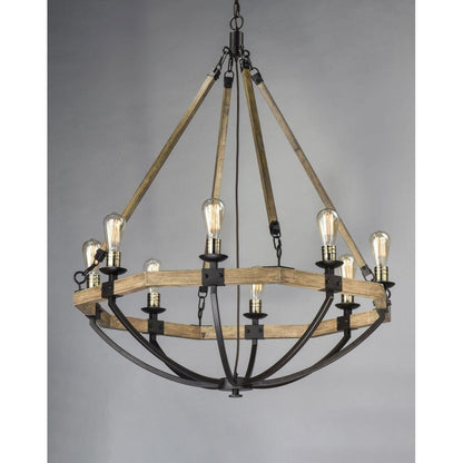 Maxim Lighting 20338WOBZ Lodge 8 Light Weathered Oak Bronze Chandelier on grey background