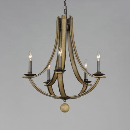 Maxim Lighting 20345DWAR Basque 5 Light Chandelier Driftwood Full View Gray Background