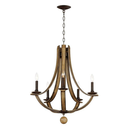 Maxim Lighting 20345DWAR Basque 5 Light Chandelier Driftwood Full View White Background