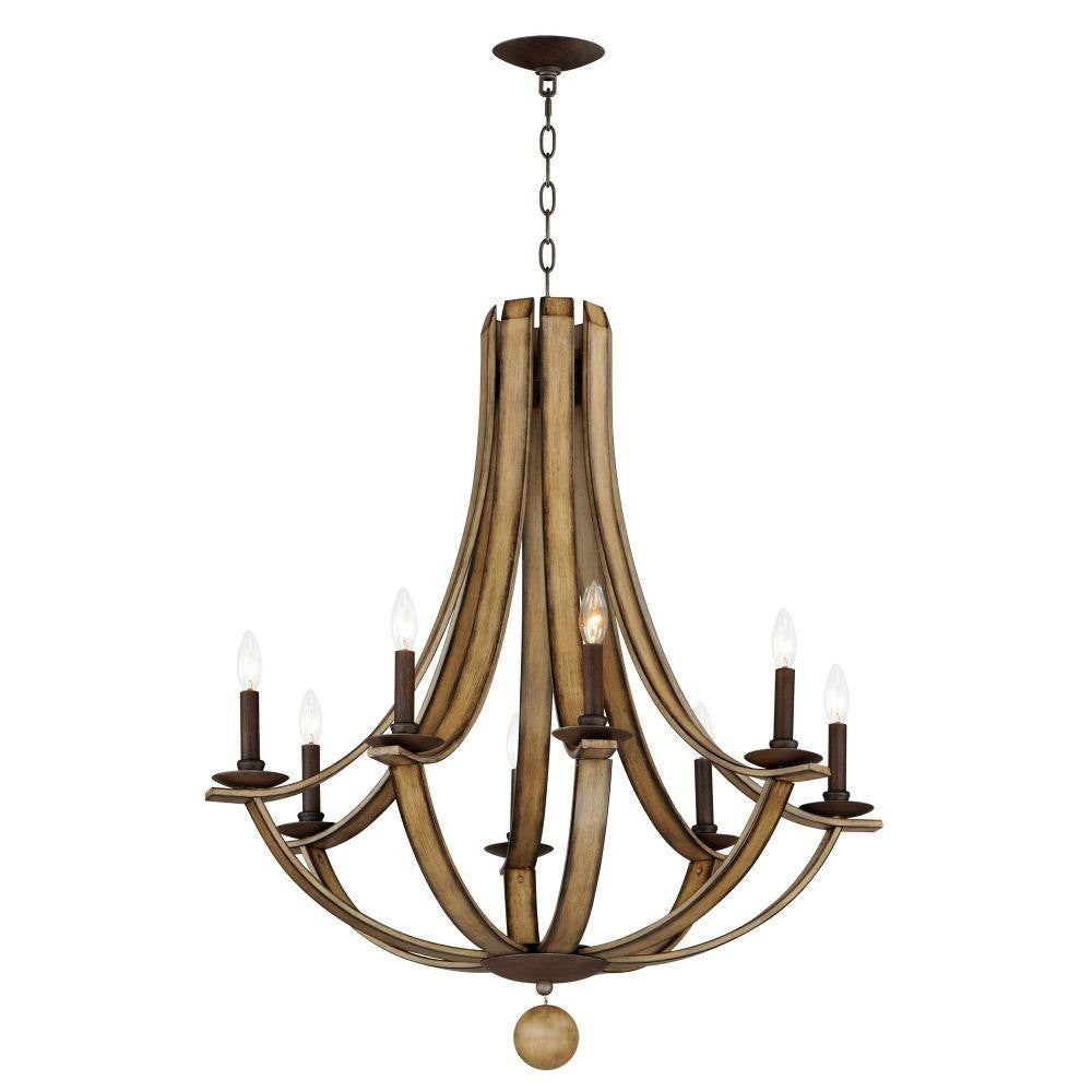 Maxim Lighting 20348DWAR Basque 8 Light Driftwood Chandelier with Chain Hanging