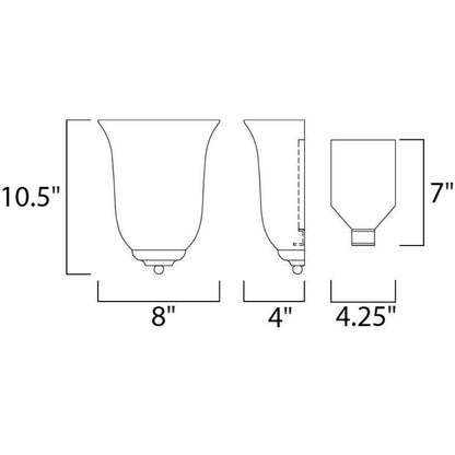 Maxim Lighting 20580MROI Essentials Wall Sconce Dimensions Diagram