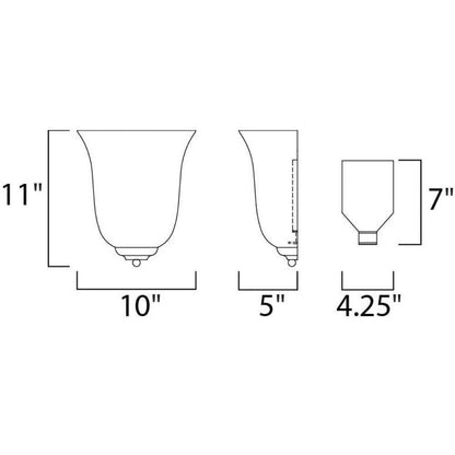 Maxim Lighting 20581MROI Essentials Wall Sconce Dimension Diagram - 11 inch H x 10 inch W x 5 inch D