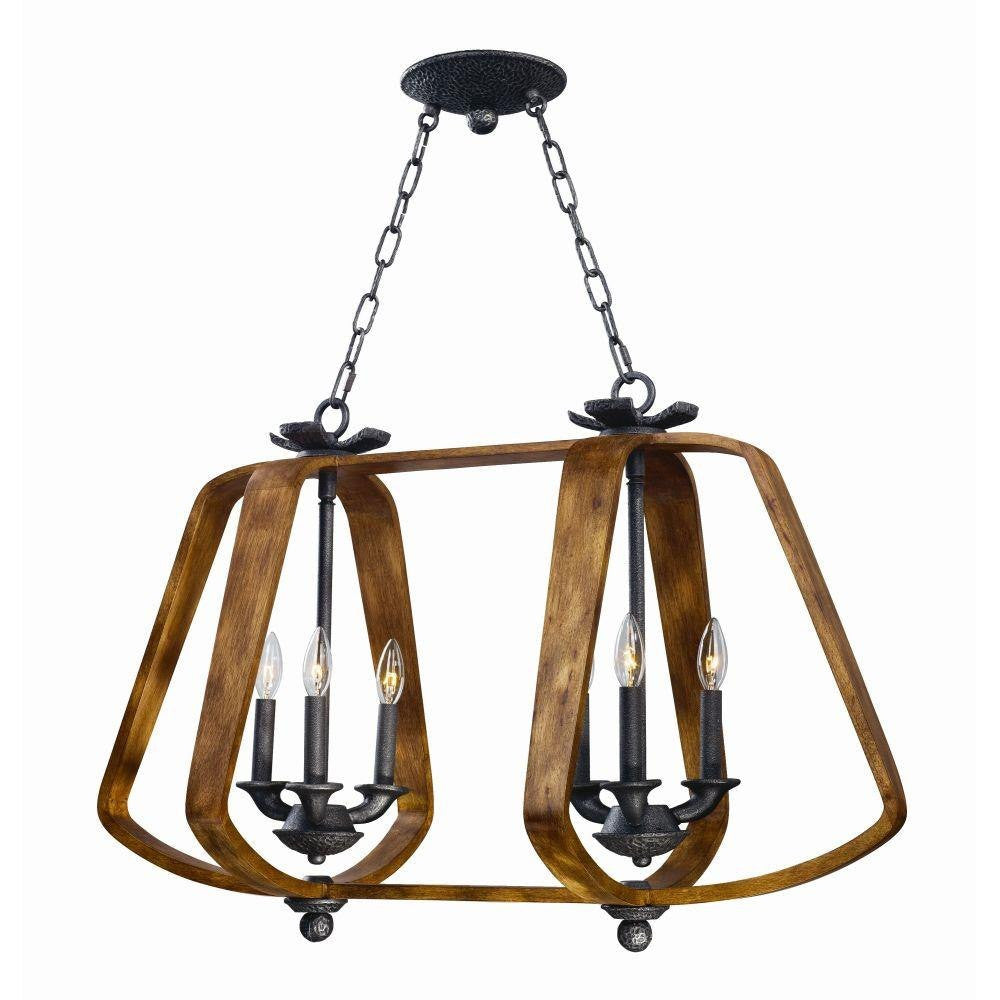 Maxim Lighting 20927BWIO Road House 6 Light 36 Inch Barnwood Iron Ore Chandelier Ceiling Light