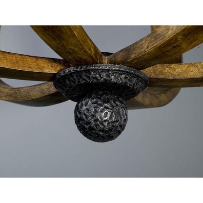 Maxim Lighting 20927BWIO Road House Chandelier Bottom Finial and Wood Band Detail