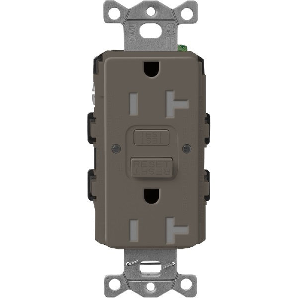 Lutron SCR-20-GFST-TF Claro Satin Self-Testing Tamper Resistant 20A GFCI Receptacle, Truffle Finish