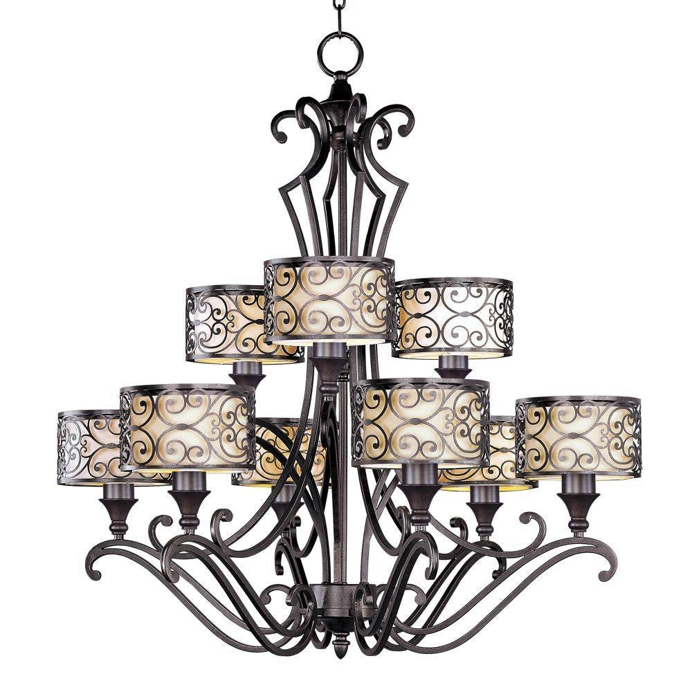 Maxim Lighting 21156WHUB Mondrian 9 Light 34 inch Umber Bronze 2 Tier Chandelier Ceiling Light