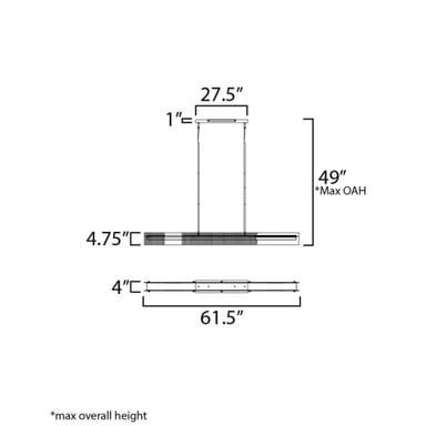 Maxim Lighting 21195CRBKNAB Spectre LED Linear Pendant - Dimension Diagram
