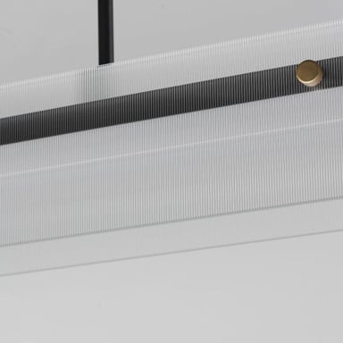 Maxim Lighting 21195CRBKNAB Spectre LED Linear Pendant - Close-Up of Clear Ribbed Glass and Natural Aged Brass Pin Detail