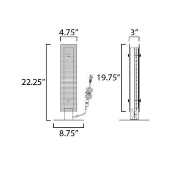 Maxim Lighting 21197CRBKNAB Spectre Table Lamp - Dimension Diagram