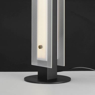 Maxim Lighting 21197CRBKNAB Spectre Table Lamp - Close-Up of Base and Brass Pin Detail