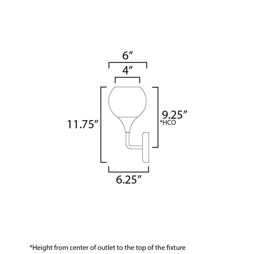 Maxim Lighting 21221MRBK Neve Wall Sconce Dimension Diagram