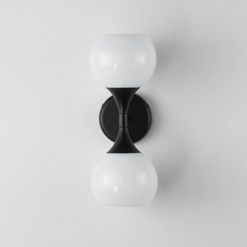 Maxim Lighting 21222MRNAB Neve 2 Light 15.5 Inch Natural Aged Brass Wall Sconce - Front View on Wall