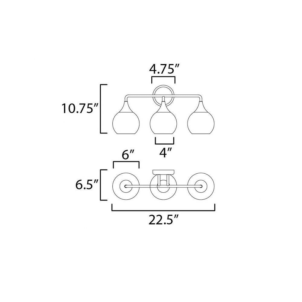 Maxim Lighting 21223MRPC Neve Bath Vanity Wall Light Dimensions Diagram