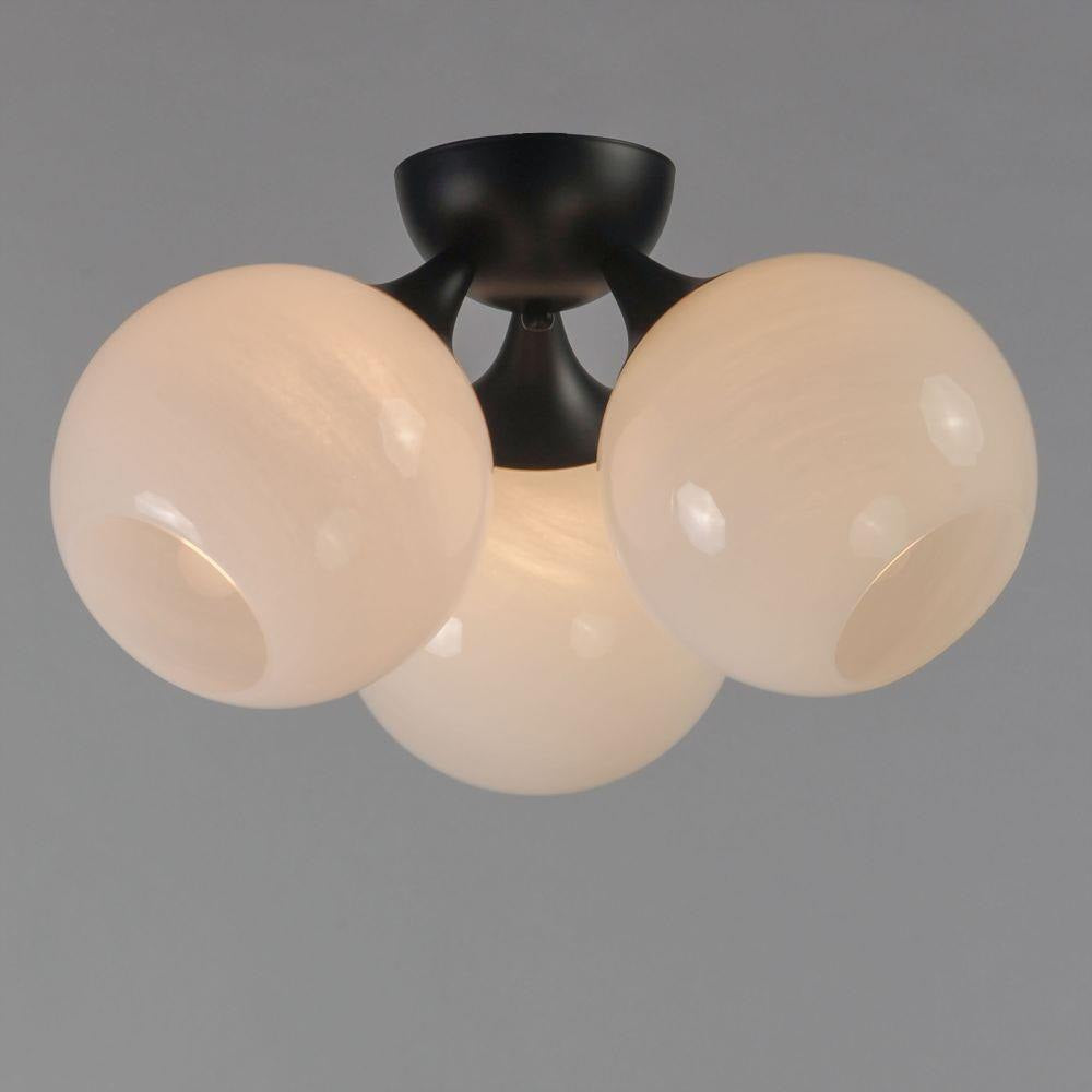 Maxim Lighting 21225MRBK Neve 3 Light Matte Black Semi-Flush Mount Ceiling Light Lit View