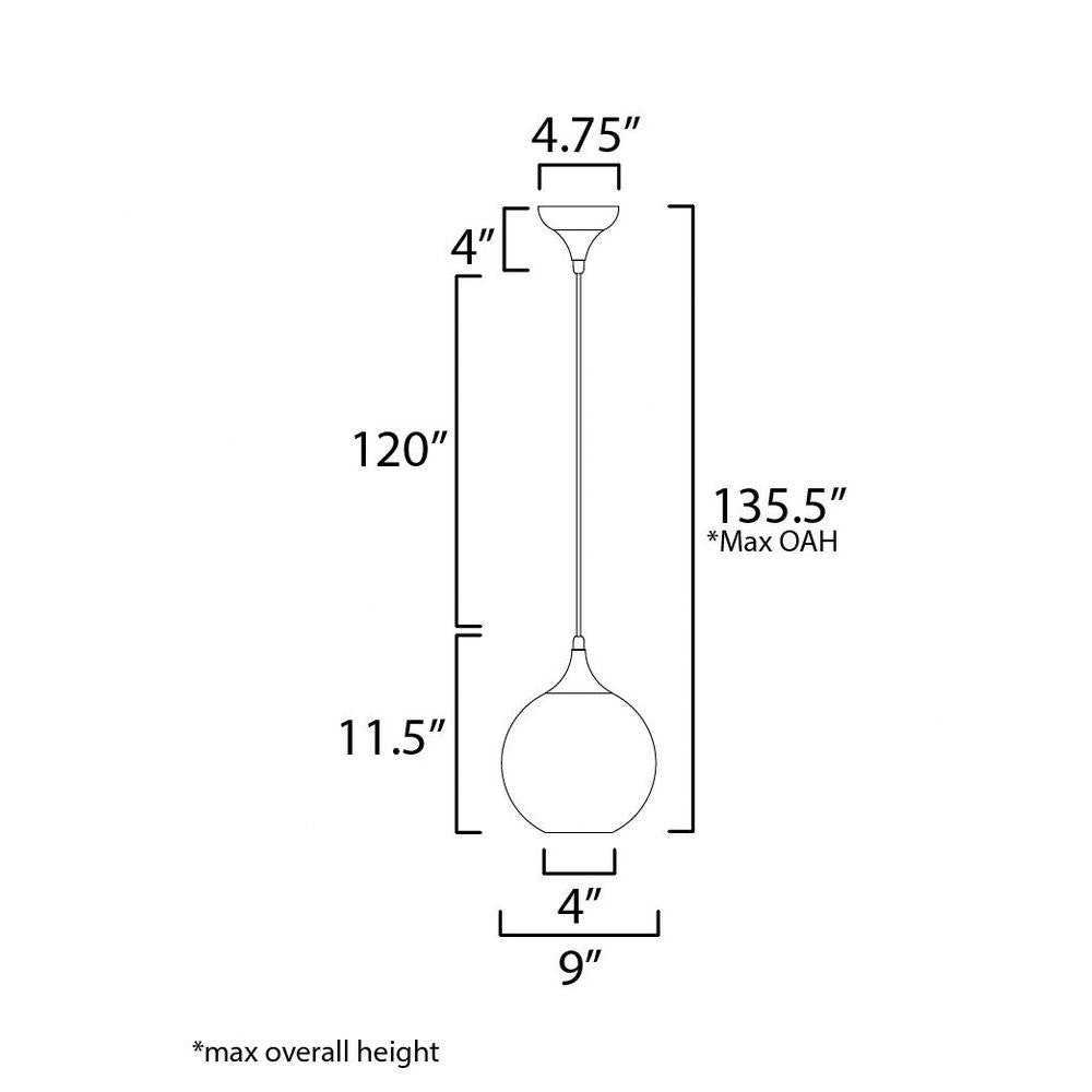 Maxim Lighting 21226MRBK Neve Pendant Dimension Diagram