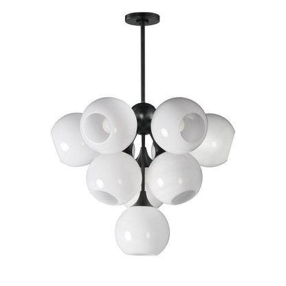 Maxim Lighting 21228MRBK Neve 10 Light Matte Black Pendant Ceiling Light with White Marble Glass Globe Shades