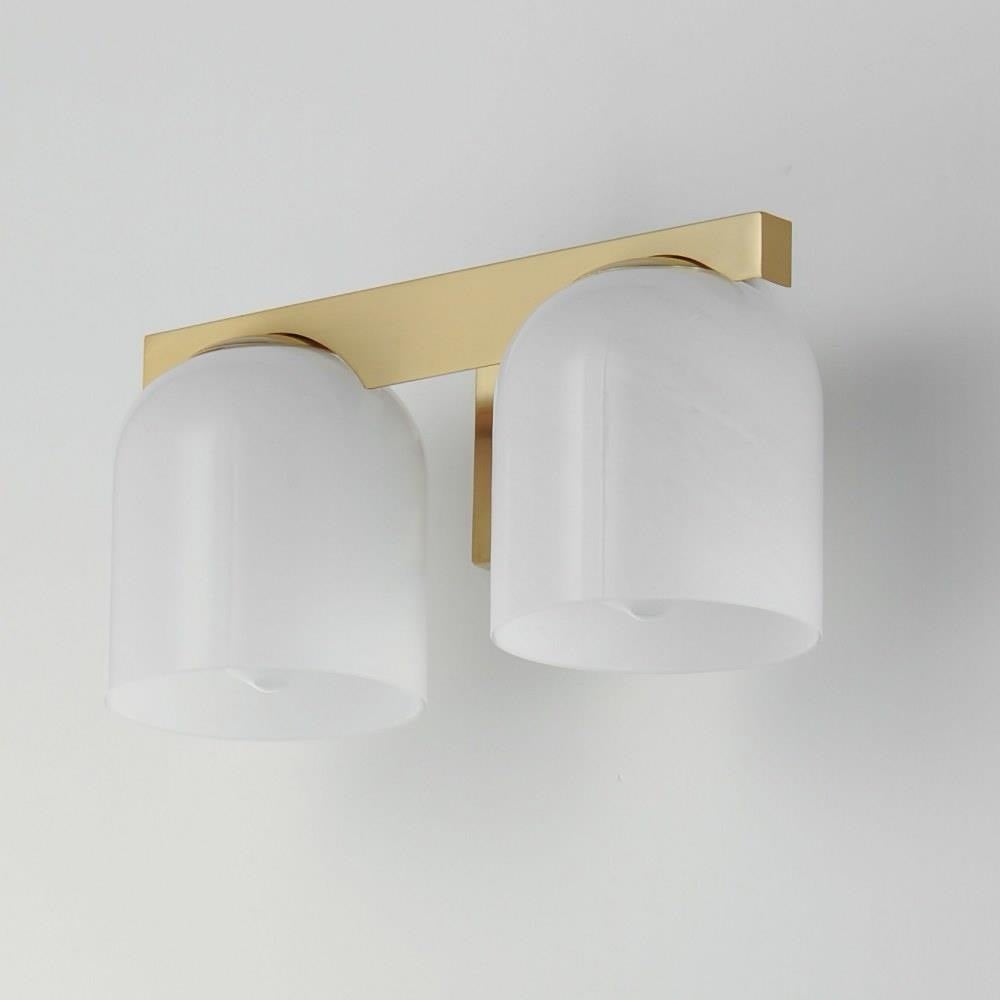 Maxim Lighting 21232MRNAB Scoop 2 Light Bath Vanity Wall Light in Natural Aged Brass with Marble Glass Shades
