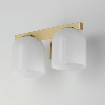 Maxim Lighting 21232MRNAB Scoop 2 Light Bath Vanity Wall Light in Natural Aged Brass with Marble Glass Shades