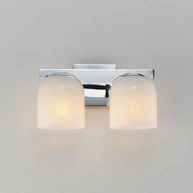 Maxim Lighting 21232MRNAB Scoop 2 Light Bath Vanity Wall Light in Polished Chrome with Marble Glass Shades - Angle View