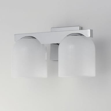 Maxim Lighting 21232MRNAB Scoop 2 Light Bath Vanity Wall Light in Polished Chrome with Marble Glass Shades - Front View