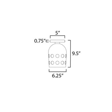 Maxim Lighting 21240WTBK Dottie Flush Mount dimension diagram showing 6.25 inch width and 9.5 inch height