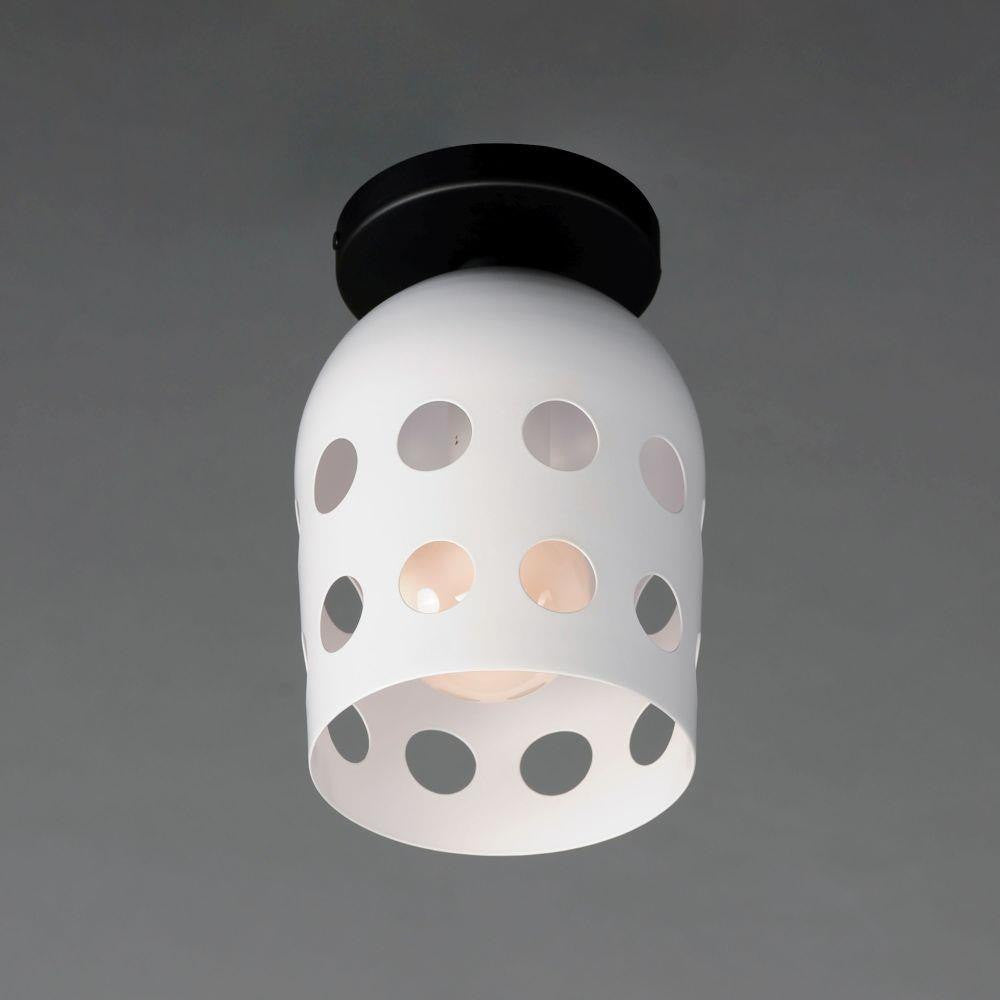 Maxim Lighting 21240WTBK Dottie Flush Mount illuminated showing perforated light diffusion