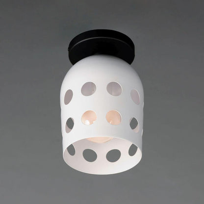 Maxim Lighting 21240WTBK Dottie Flush Mount illuminated showing perforated light diffusion