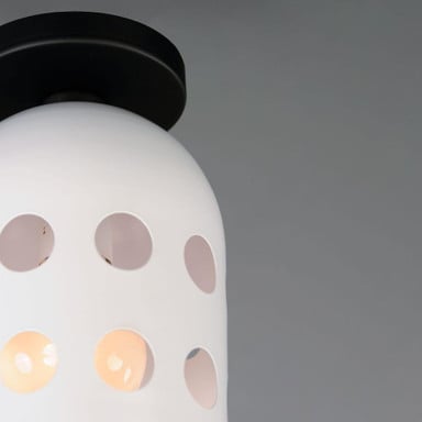 Maxim Lighting 21240WTBK Dottie Flush Mount close-up detail of perforated metal shade