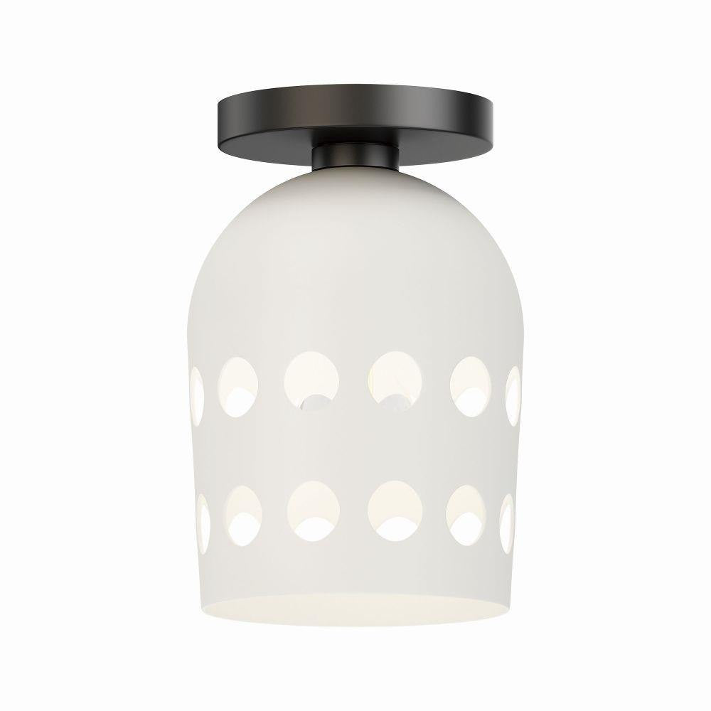 Maxim Lighting 21240WTBK Dottie 1 Light Flush Mount in Matte White and Black finish