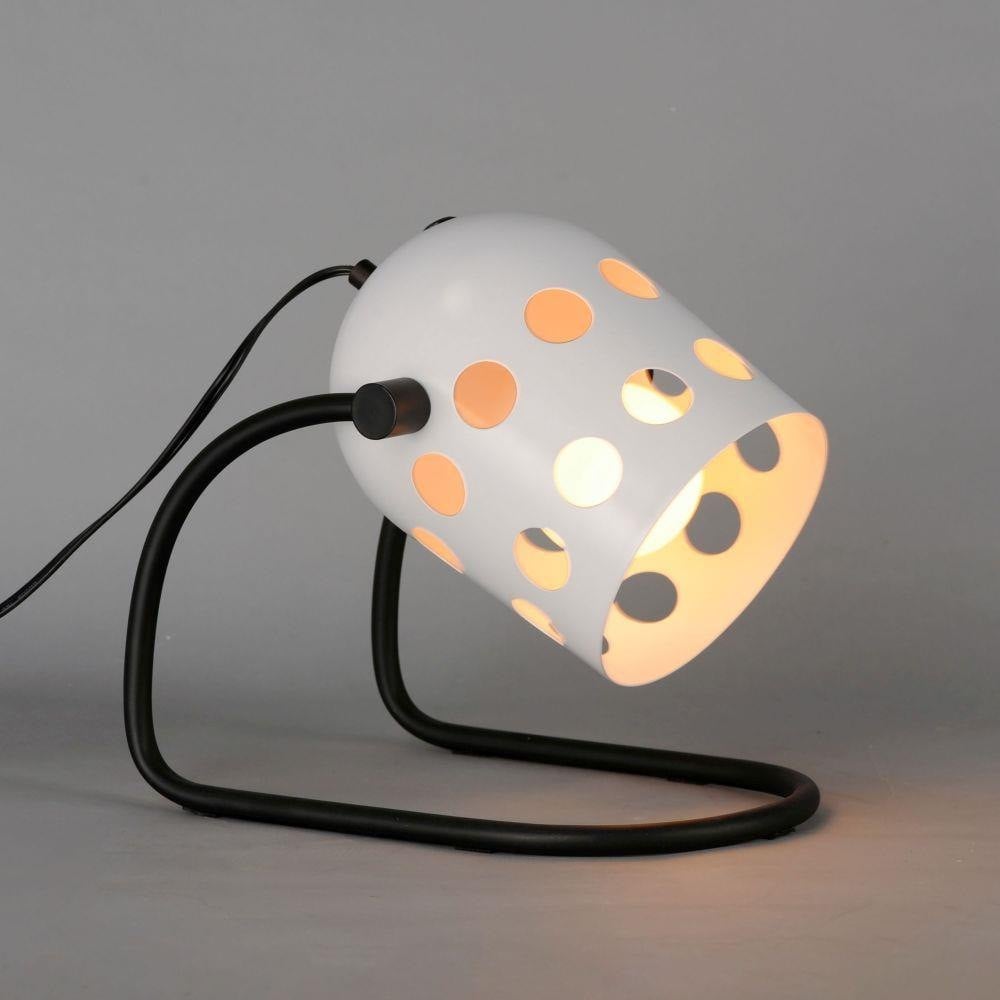 Maxim Lighting 21248WTBK Dottie Desk Lamp lit on gray background