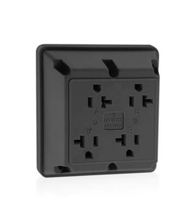 Leviton 21254-E 20 Amp 4-in-1 Quadruplex Receptacle/Outlet, Industrial Grade