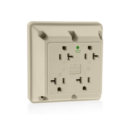 Leviton 21254-HI 20 Amp 4-in-1 Quadruplex Receptacle/Outlet, Hospital Grade