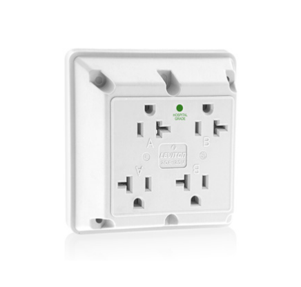 Leviton 21254-HW 20 Amp 4-in-1 Quadruplex Receptacle/Outlet, Hospital Grade