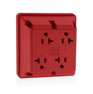 Leviton 21254-R 20 Amp 4-in-1 Quadruplex Receptacle/Outlet, Industrial Grade