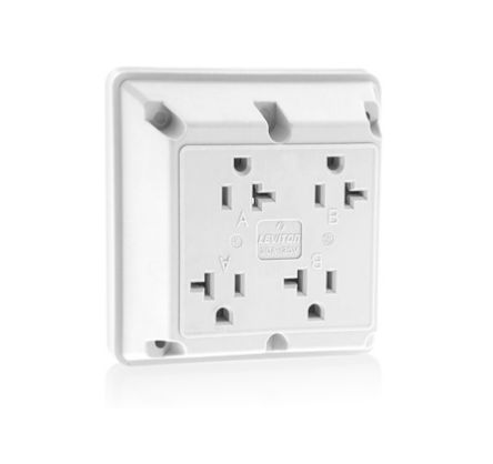 Leviton 21254-W 20 Amp 4-in-1 Quadruplex Receptacle/Outlet, Industrial Grade