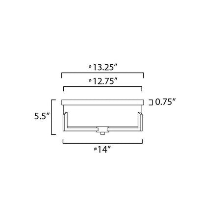 Maxim Lighting 21280SWBK Dart 3 Light 14 inch Black Flush Mount Ceiling Light Dimensions Diagram